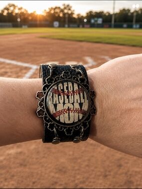 Baseball Mom Wide Cuff Bracelet